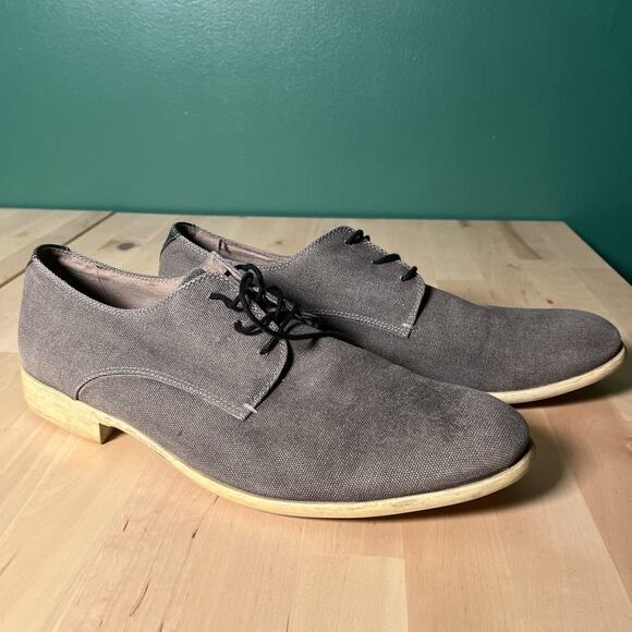 John Varvatos USA Gray Canvas Derby Shoes Men’s 13M Lace-Up Casual Dress - Picture 3 of 9